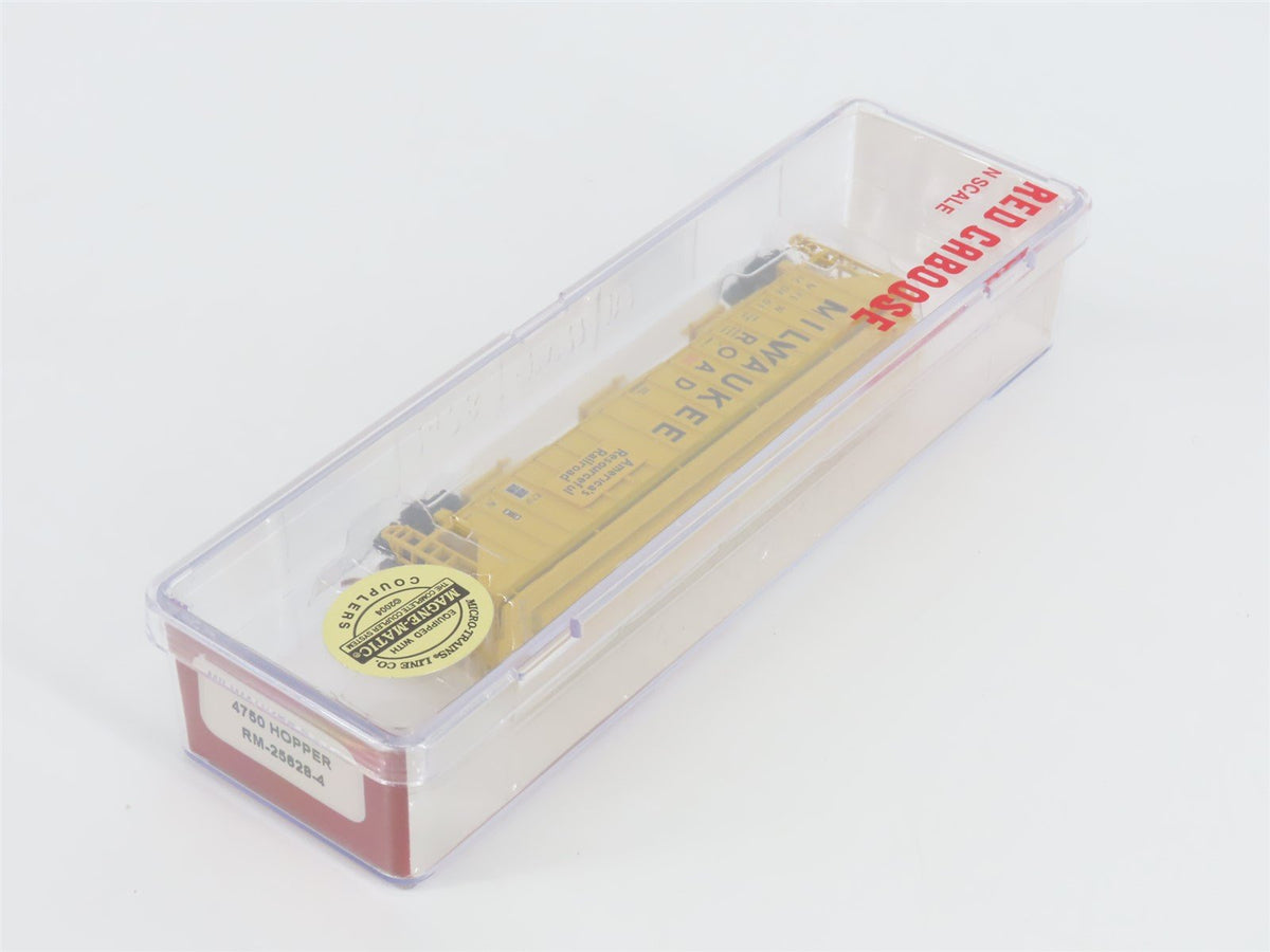 N Scale Red Caboose RM-25628-4 MILW Milwaukee Road 3-Bay Covered Hopper #100801
