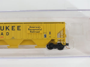 N Scale Red Caboose RM-25628-5 MILW Milwaukee Road 3-Bay Covered Hopper #100912