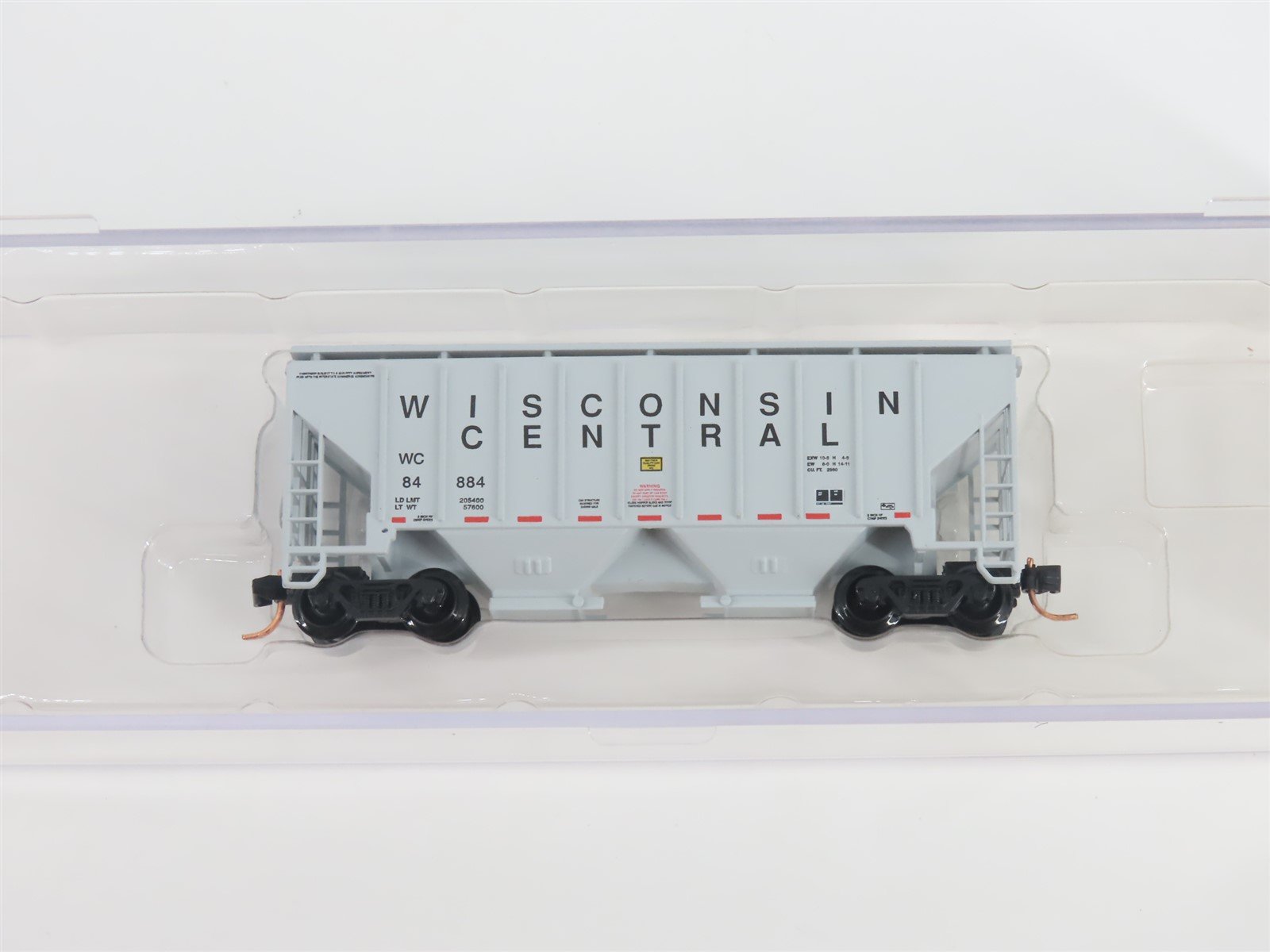 N Scale Red Caboose RM-25032-8 WC Wisconsin Central 2-Bay Covered Hopper #84884