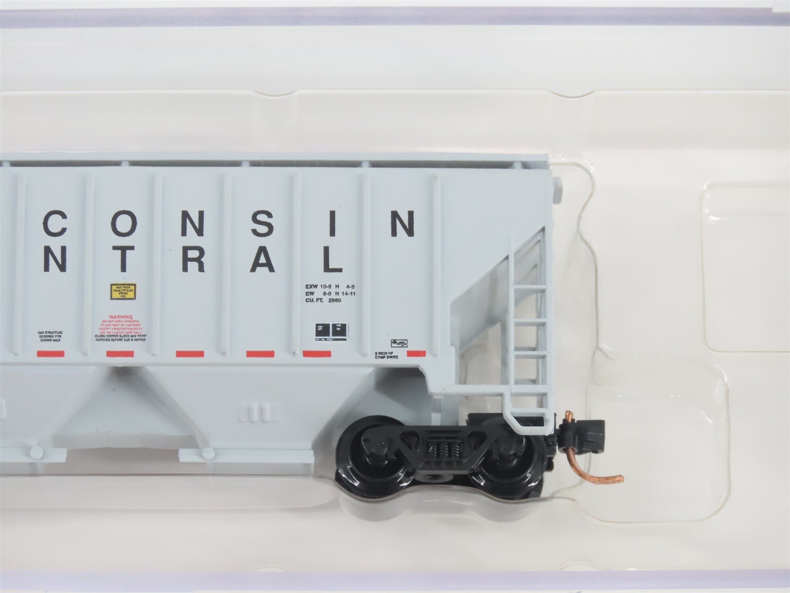 N Scale Red Caboose RM-25032-8 WC Wisconsin Central 2-Bay Covered Hopper #84884