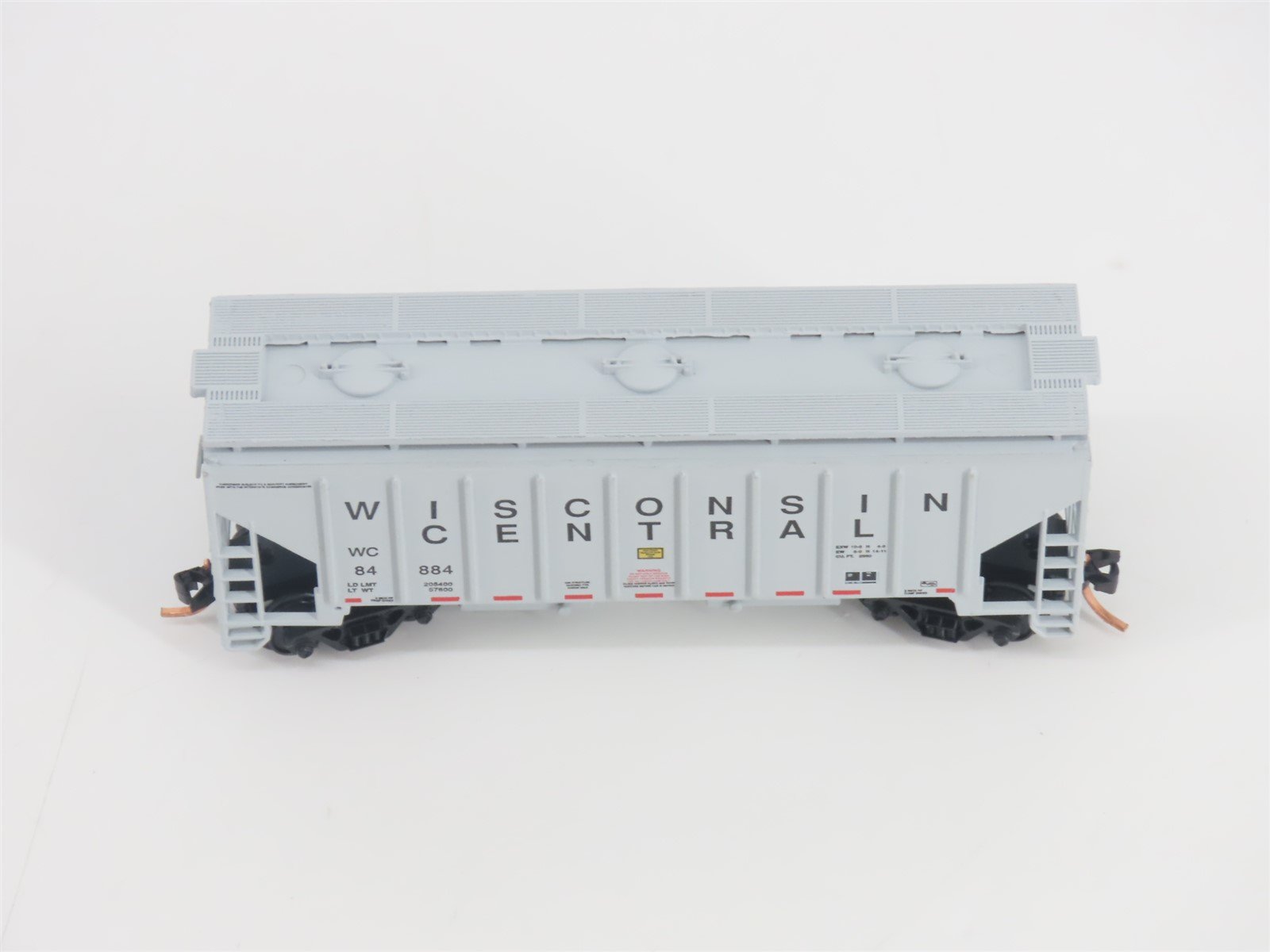 N Scale Red Caboose RM-25032-8 WC Wisconsin Central 2-Bay Covered Hopper #84884