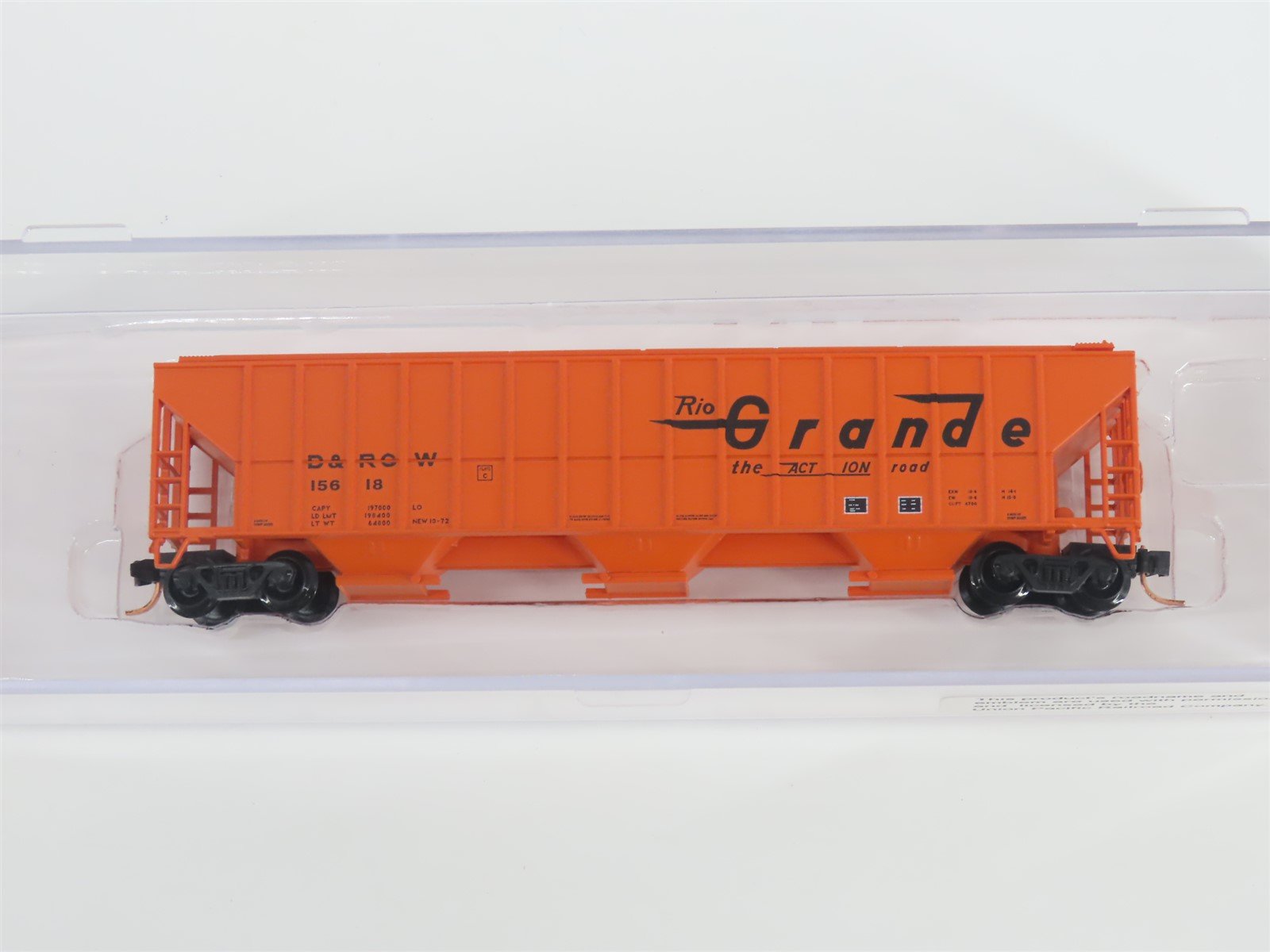N Scale Red Caboose RM-25210-16 D&RGW Rio Grande 3-Bay Covered Hopper #15618