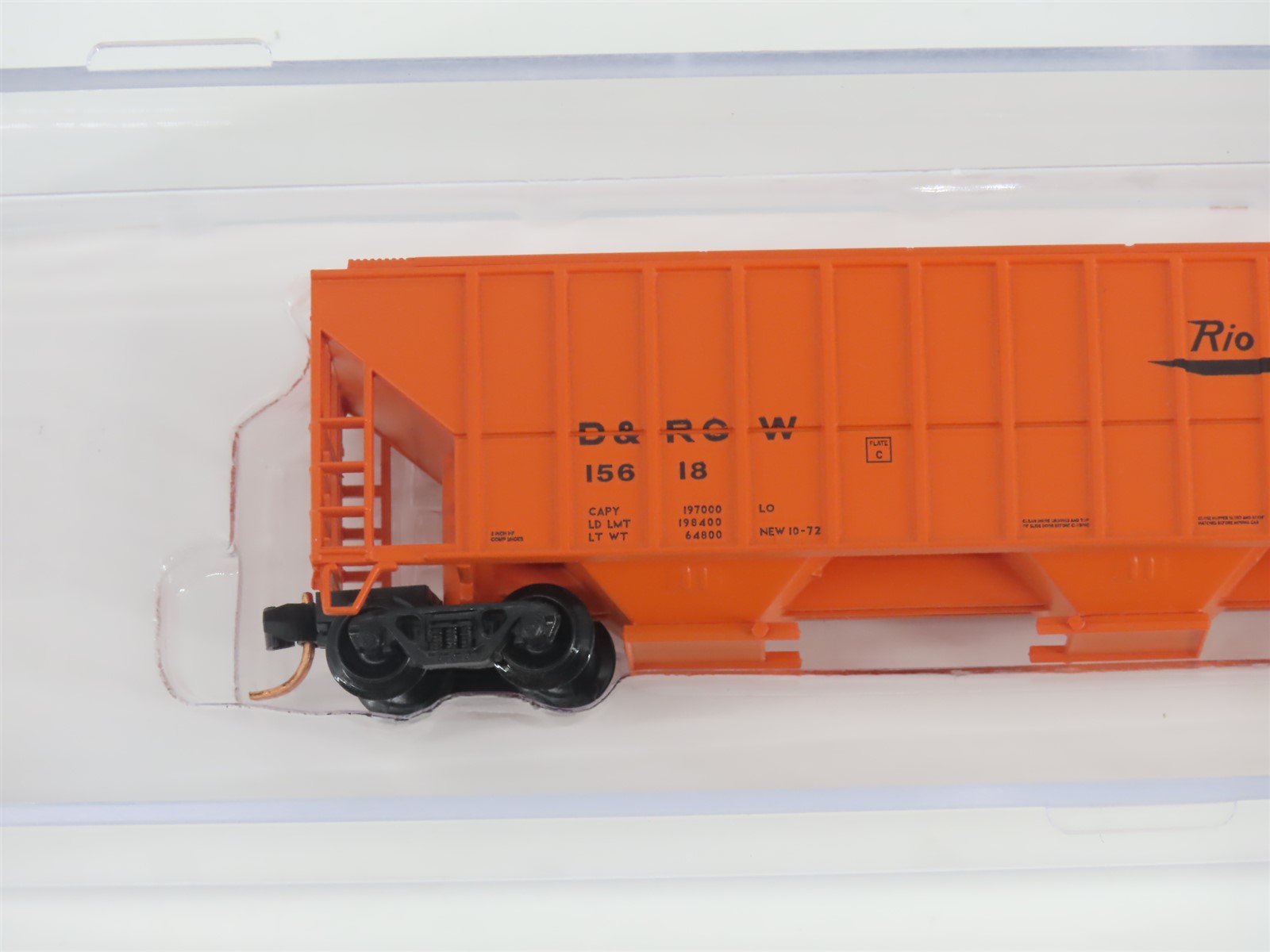 N Scale Red Caboose RM-25210-16 D&RGW Rio Grande 3-Bay Covered Hopper #15618