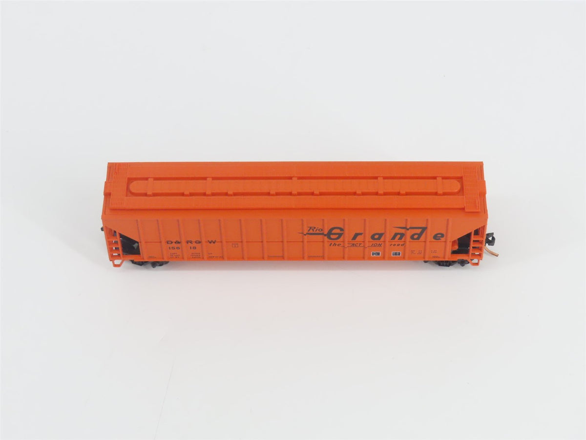 N Scale Red Caboose RM-25210-16 D&amp;RGW Rio Grande 3-Bay Covered Hopper #15618