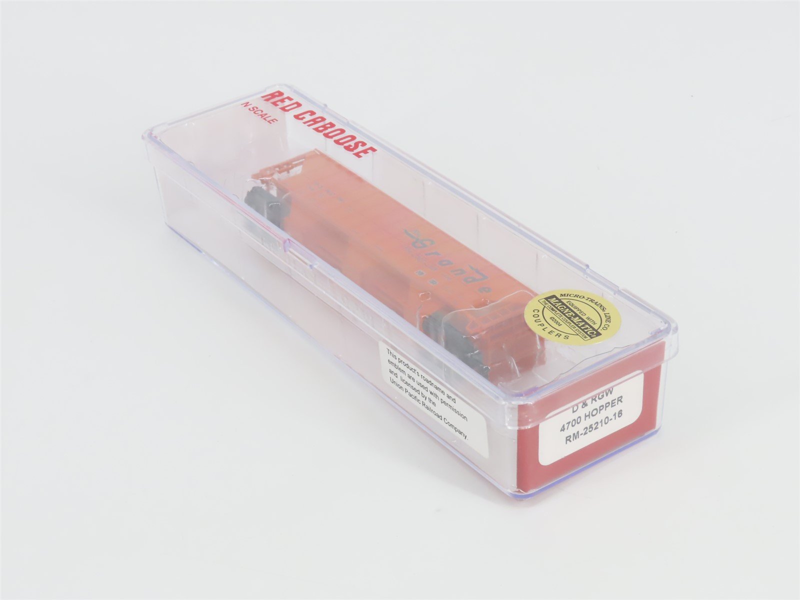 N Scale Red Caboose RM-25210-16 D&RGW Rio Grande 3-Bay Covered Hopper #15618