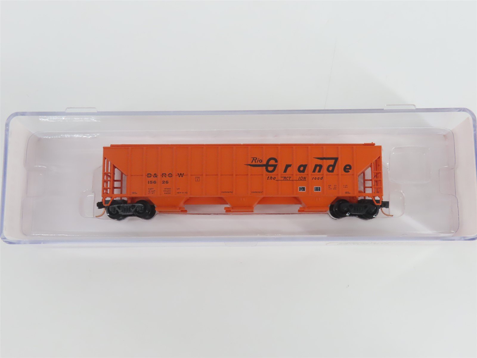 N Scale Red Caboose RM-25210-17 D&RGW Rio Grande 3-Bay Covered Hopper #15626