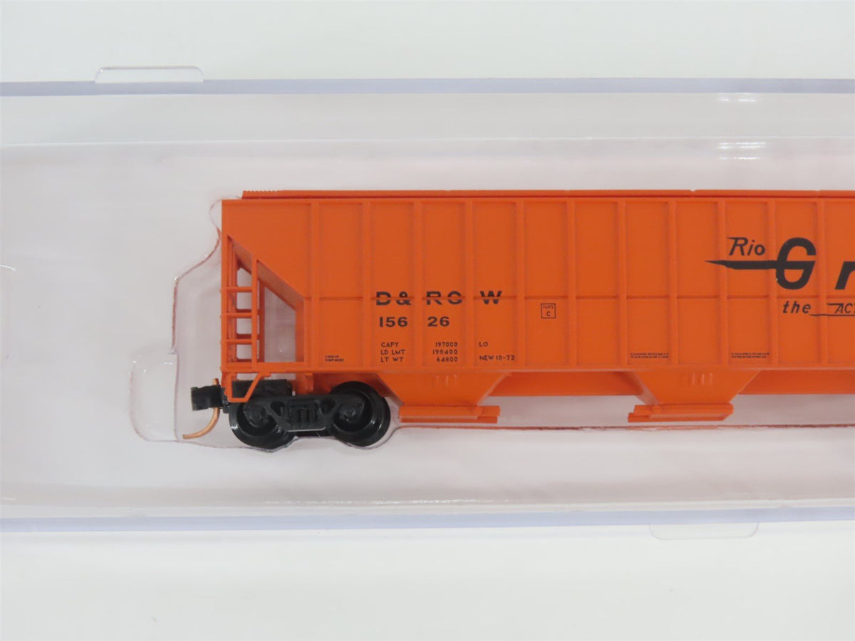 N Scale Red Caboose RM-25210-17 D&amp;RGW Rio Grande 3-Bay Covered Hopper #15626