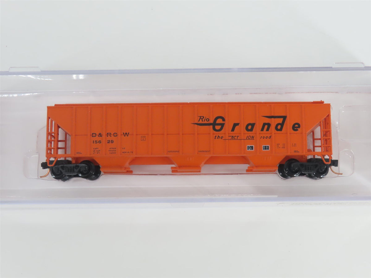 N Scale Red Caboose RM-25210-18 D&amp;RGW Rio Grande 3-Bay Covered Hopper #15629