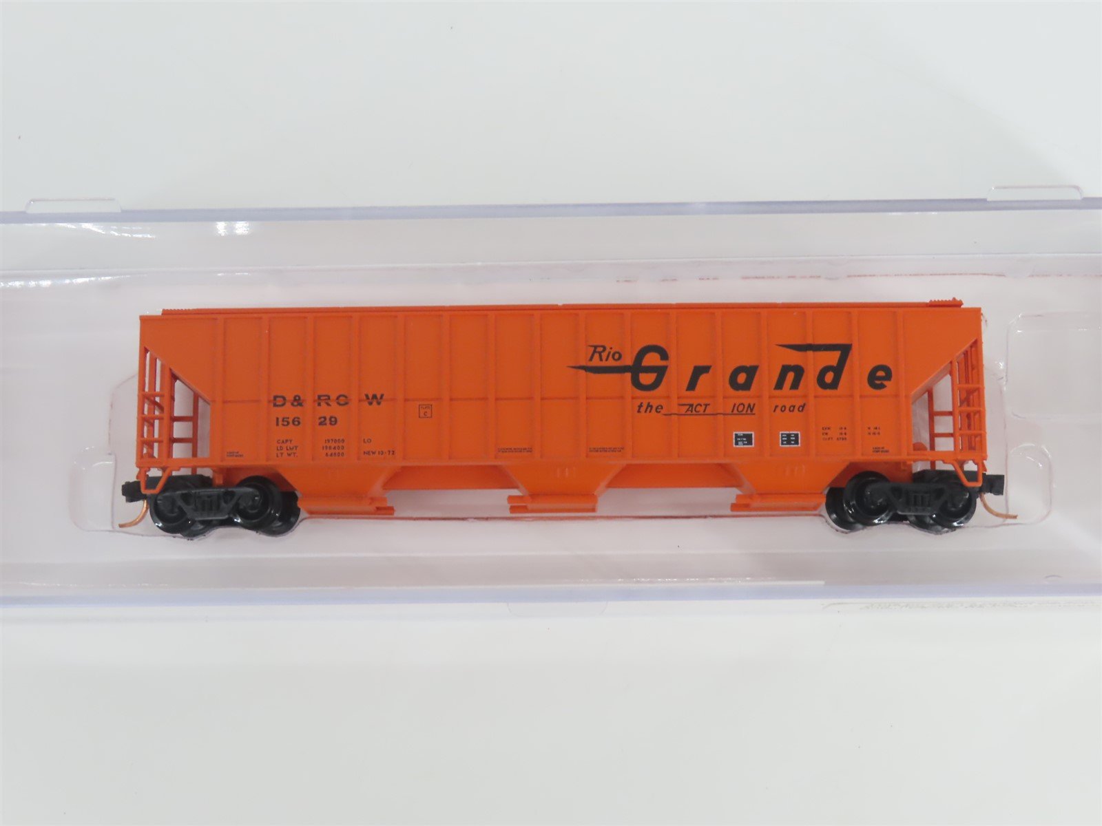 N Scale Red Caboose RM-25210-18 D&RGW Rio Grande 3-Bay Covered Hopper #15629