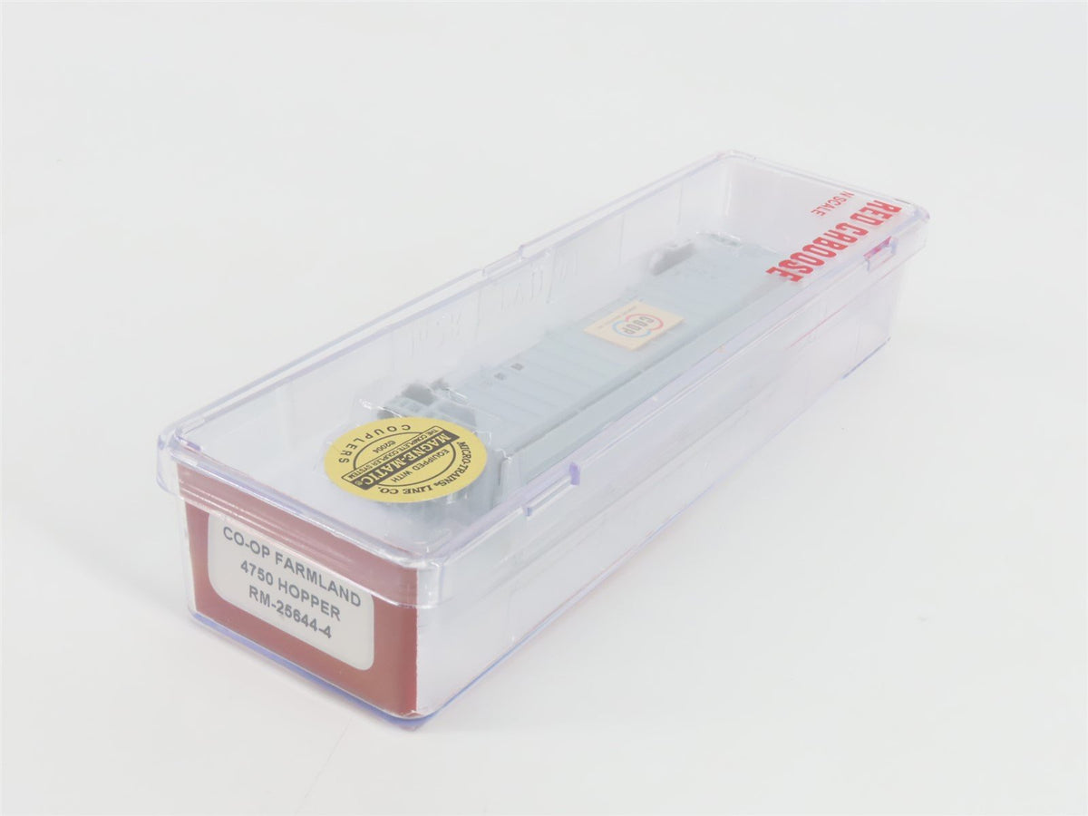 N Scale Red Caboose RM-25644-4 FLIX Farmland 3-Bay Covered Hopper #3063