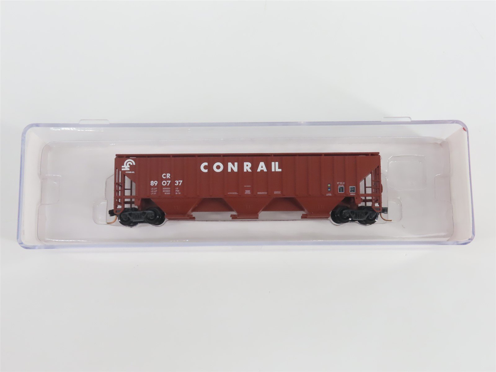 N Scale Red Caboose RM-25642-8 CR Conrail 3-Bay Covered Hopper #890737