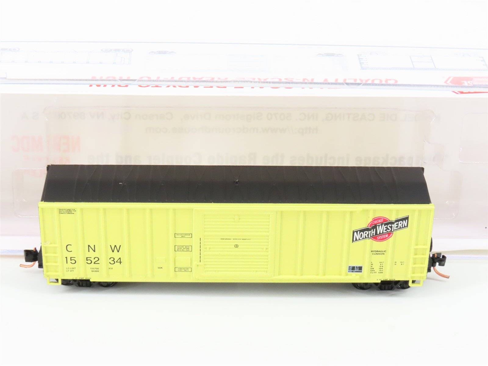 N Scale Roundhouse 82507 CNW Railway 50' FMC Single Door Boxcar #155234 UPGRADED