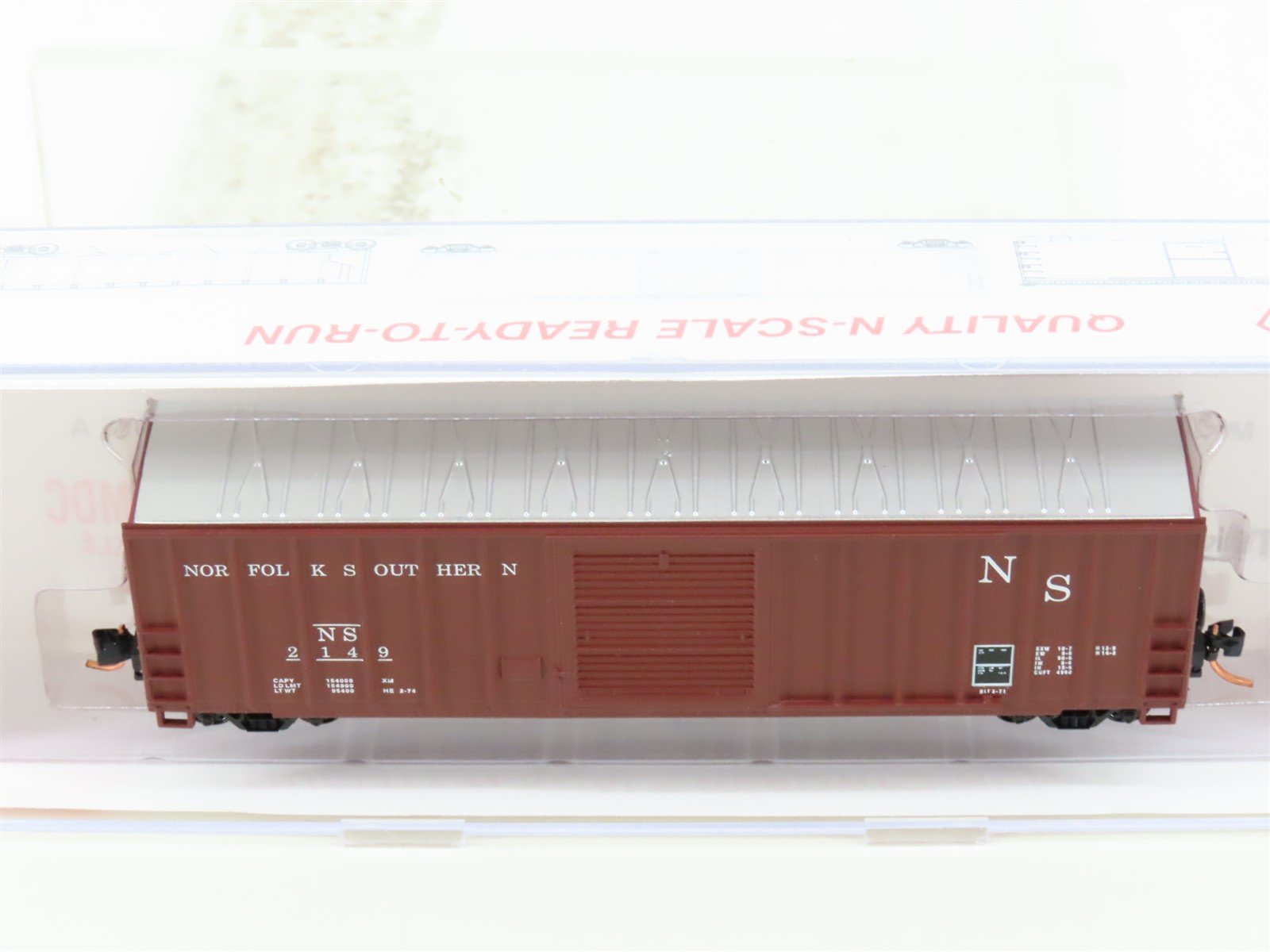 N Scale Roundhouse 82515 NS Norfolk Southern 50' FMC Boxcar #2149 UPGRADED