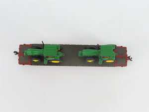 N Scale Athearn 10443 BNSF 53' Flat Car #585315 w/ John Deere Tractors Load
