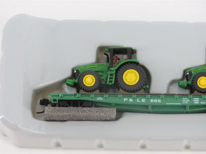 N Scale Athearn 10448 P&LE 53' Flat Car #665 w/ John Deere Tractors Load