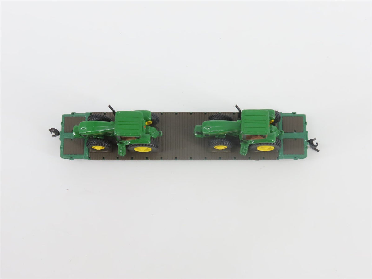 N Scale Athearn 10448 P&amp;LE 53&#39; Flat Car #665 w/ John Deere Tractors Load
