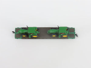 N Scale Athearn 10448 P&LE 53' Flat Car #665 w/ John Deere Tractors Load