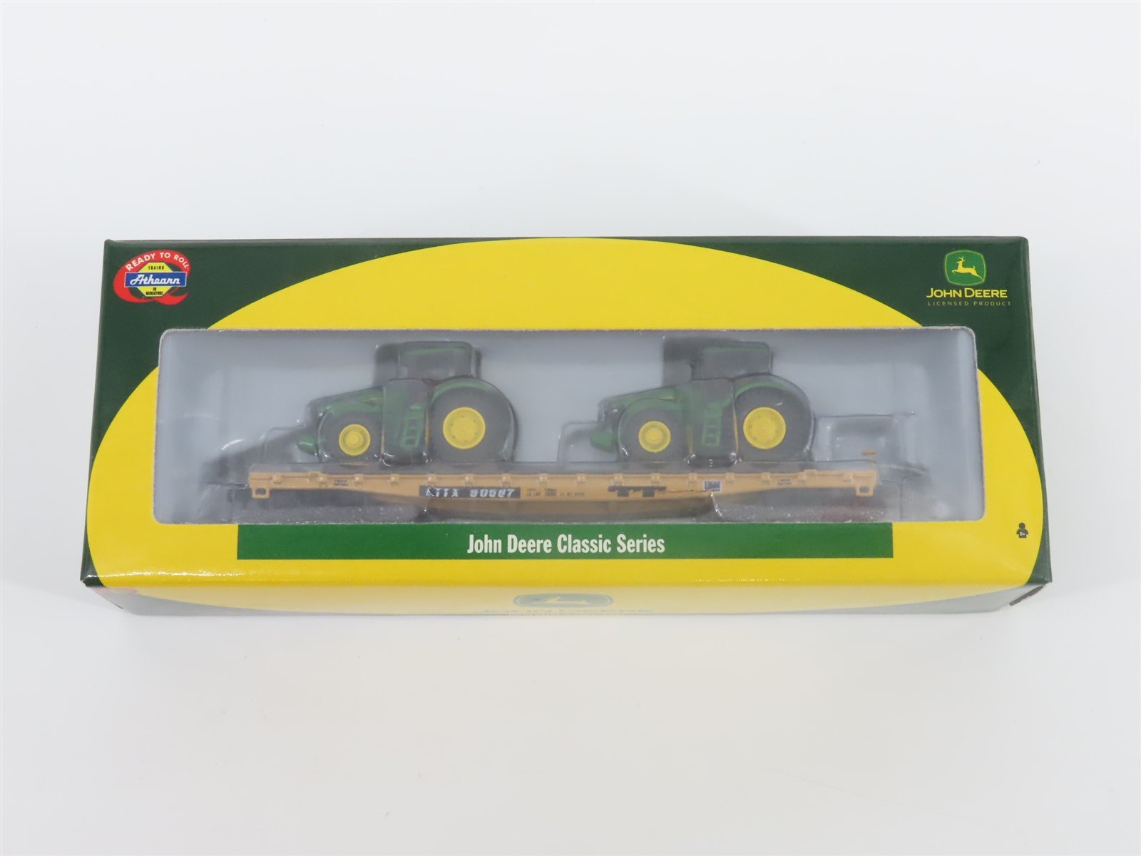 N Scale Athearn 10445 LTTX / TTX 53' Flat Car #90587 w/ John Deere Tractors Load