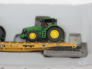 N Scale Athearn 10445 LTTX / TTX 53' Flat Car #90587 w/ John Deere Tractors Load