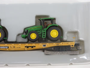 N Scale Athearn 10446 LTTX / TTX 53' Flat Car #90599 w/ John Deere Tractors Load