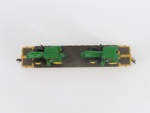 N Scale Athearn 10446 LTTX / TTX 53' Flat Car #90599 w/ John Deere Tractors Load