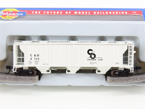 N Scale Athearn 11357 C&O Chesapeake & Ohio Progress 3-Bay Covered Hopper #2113