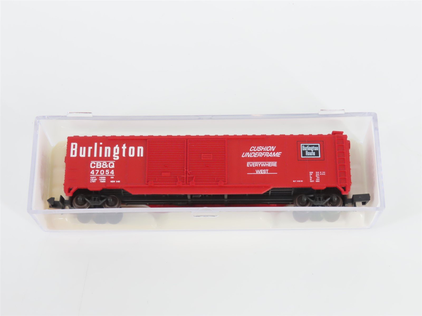 N Scale Atlas 36332 CB&Q Burlington Route 50' Double Door Box Car #47054