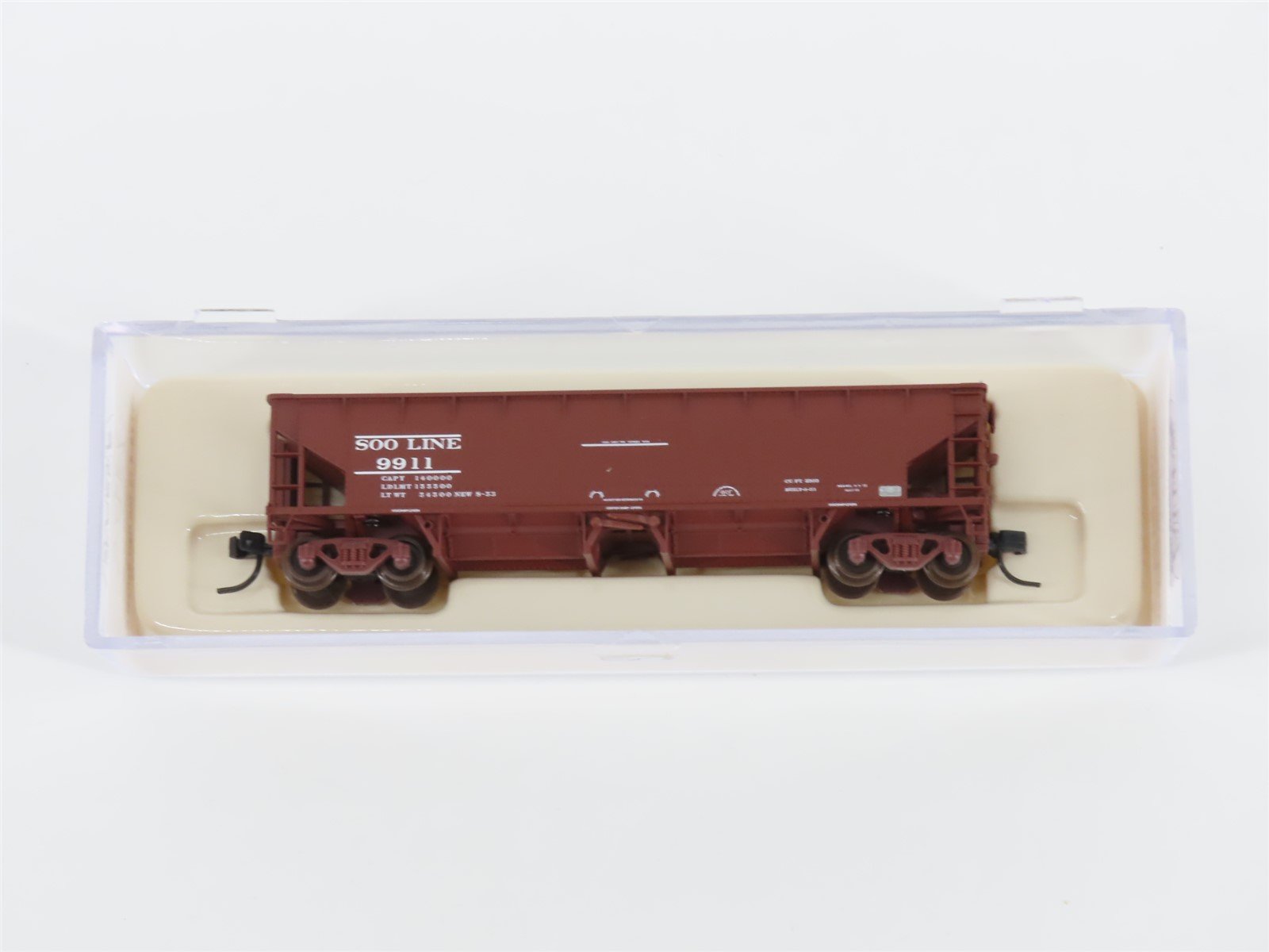 N Scale Atlas 34775-4 SOO Line 2-Bay 70 Ton Hart Ballast Hopper #9911