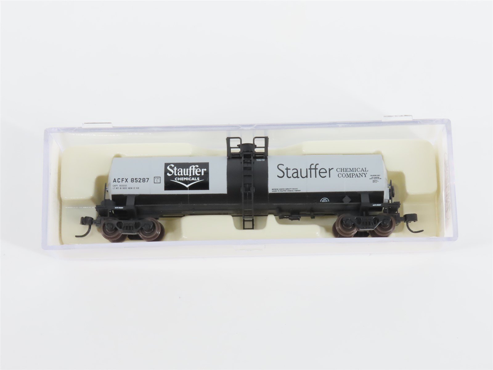 N Scale Atlas 40572 ACFX Stauffer Chemical 17,360 Gallon Tank Car #85287