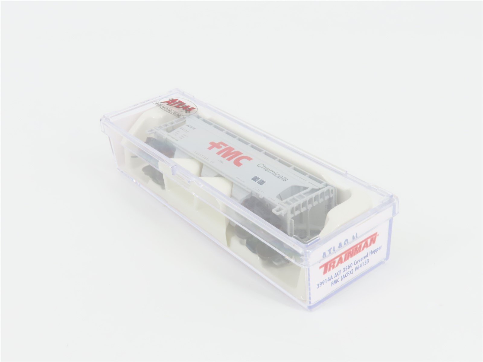 N Scale Atlas Trainman 39914A ACFX FMC Chemicals 3-Bay Covered Hopper #64133