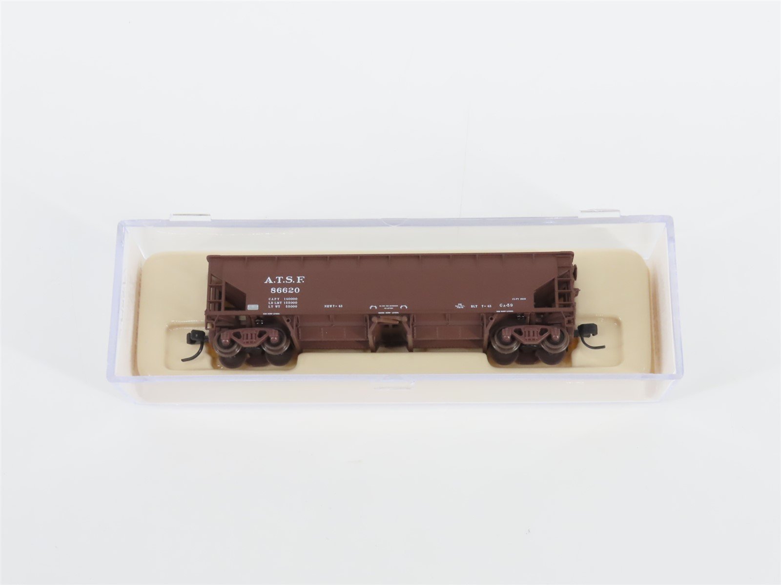 N Scale Atlas 34774-6 ATSF Santa Fe 2-Bay 70 Ton Hart Ballast Hopper #86620