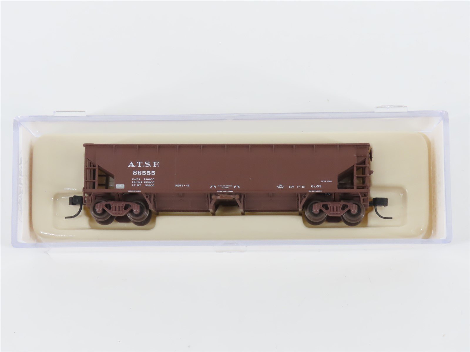 N Scale Atlas 34774-4 ATSF Santa Fe 2-Bay 70 Ton Hart Ballast Hopper #86555