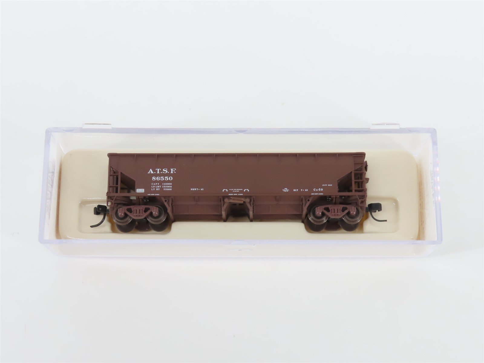 N Scale Atlas 34774-3 ATSF Santa Fe 2-Bay 70 Ton Hart Ballast Hopper #86550