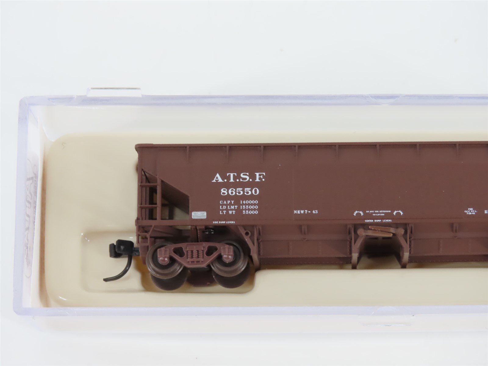 N Scale Atlas 34774-3 ATSF Santa Fe 2-Bay 70 Ton Hart Ballast Hopper #86550