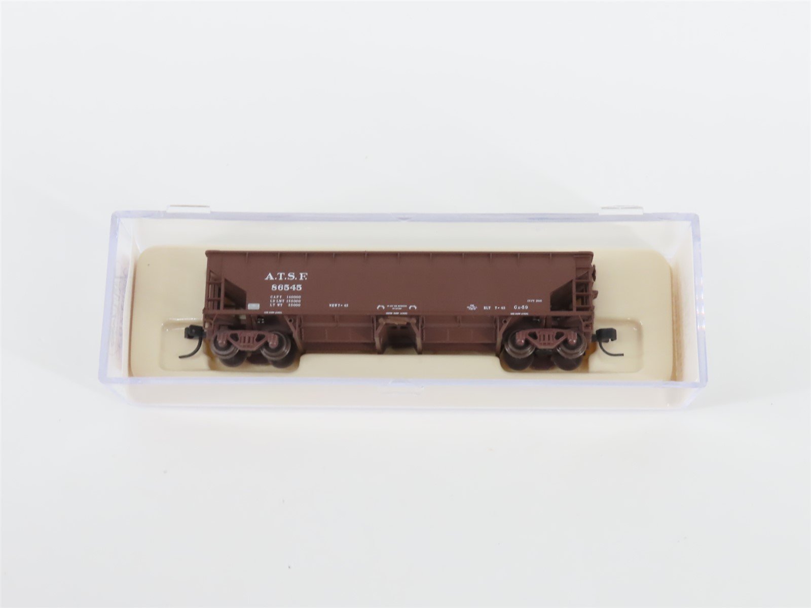 N Scale Atlas 34774-2 ATSF Santa Fe 2-Bay 70 Ton Hart Ballast Hopper #86545