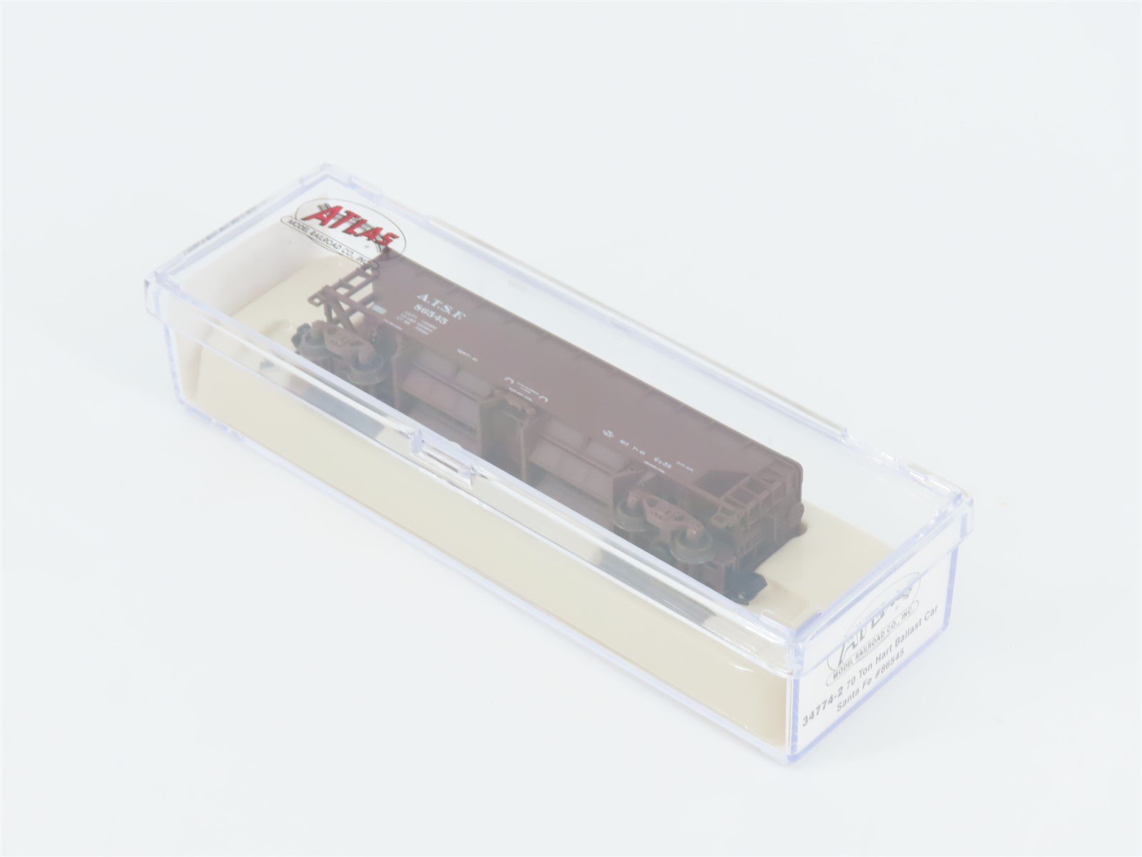 N Scale Atlas 34774-2 ATSF Santa Fe 2-Bay 70 Ton Hart Ballast Hopper #86545