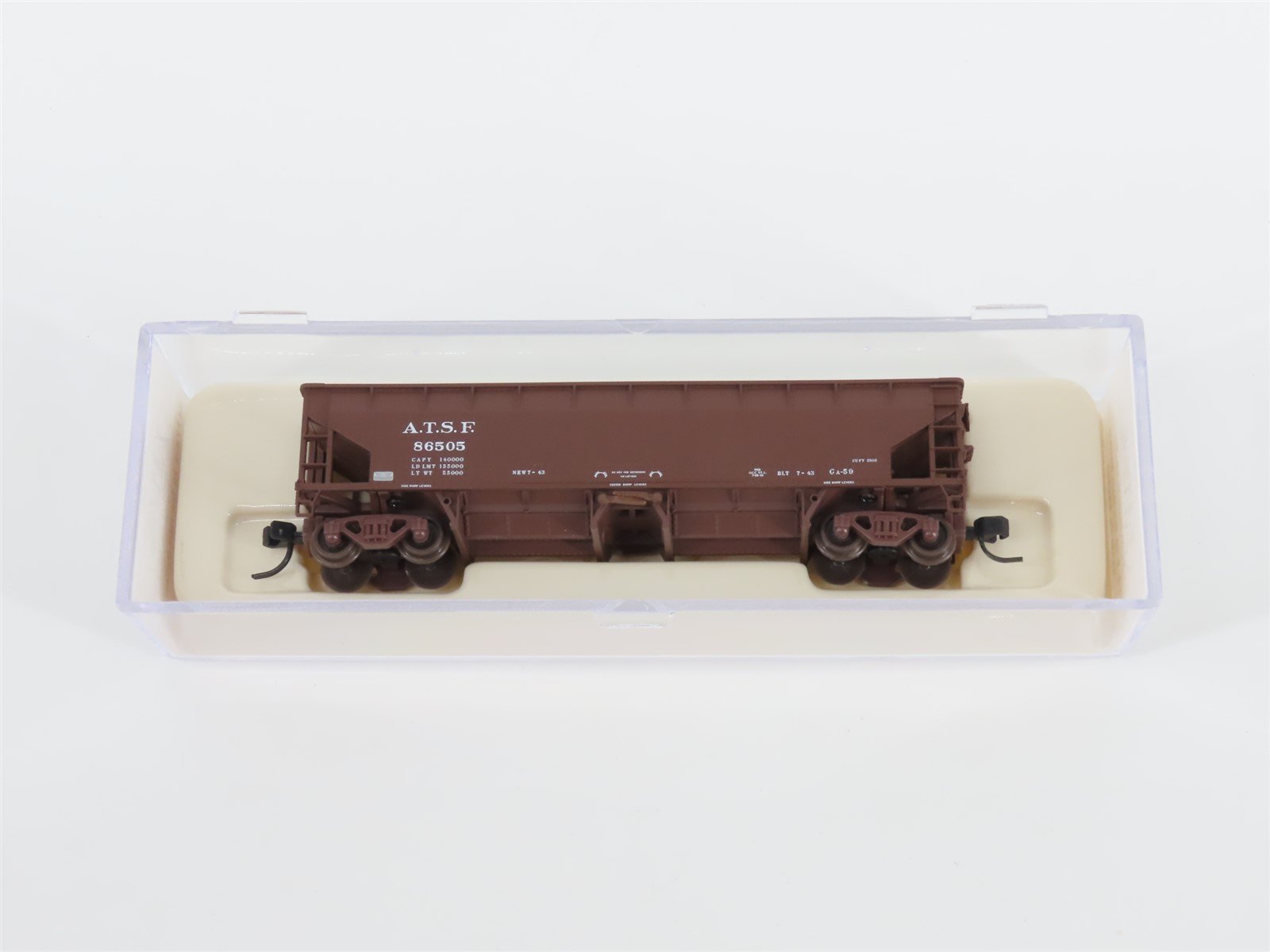 N Scale Atlas 34774-1 ATSF Santa Fe 2-Bay 70 Ton Hart Ballast Hopper #86505