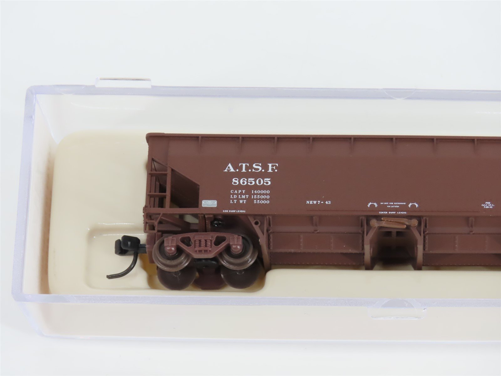 N Scale Atlas 34774-1 ATSF Santa Fe 2-Bay 70 Ton Hart Ballast Hopper #86505