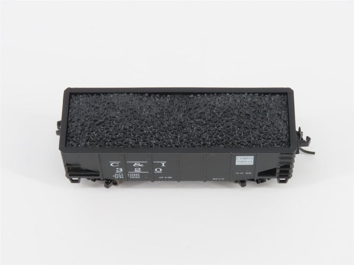 N Scale Atlas 41302 C&amp;I Cambria &amp; Indiana 2-Bay Open Hopper #320 w/ Load