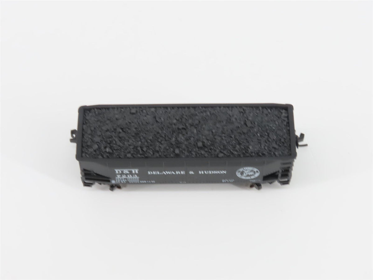 N Scale Atlas 40818 D&amp;H Delaware &amp; Hudson 2-Bay Open Hopper #7203 w/ Load