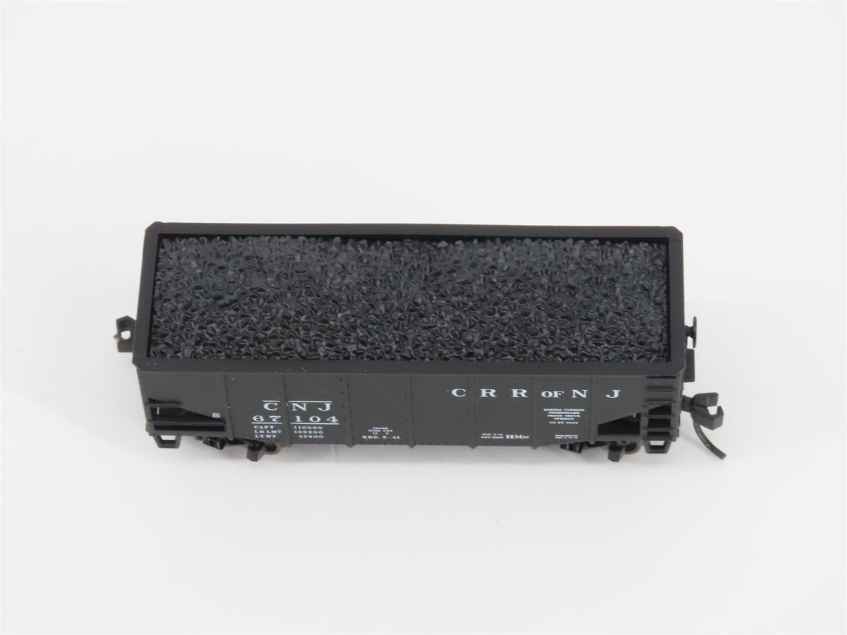 N Scale Atlas 41306 CNJ Jersey Central 2-Bay Open Hopper #67104 w/ Load