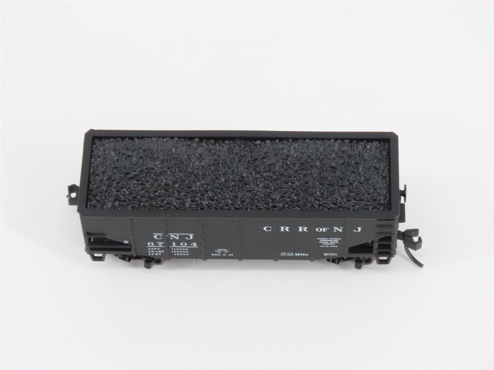 N Scale Atlas 41306 CNJ Jersey Central 2-Bay Open Hopper #67104 w/ Load