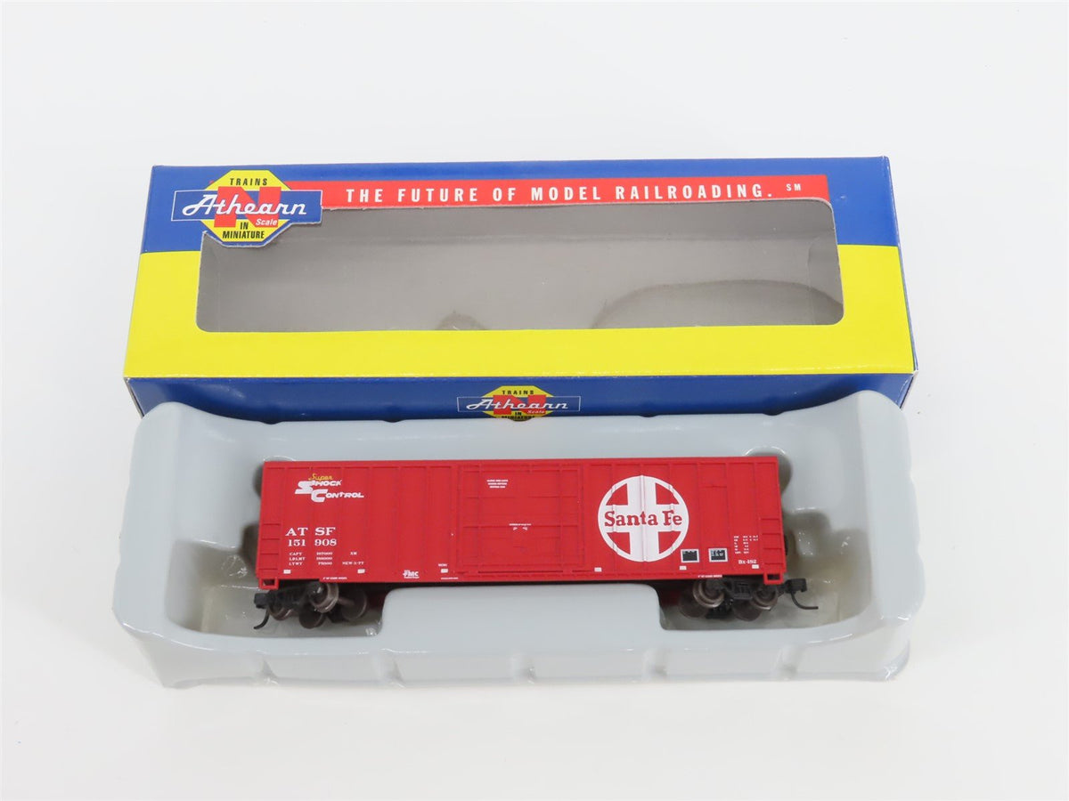 N Scale Athearn 11409 ATSF Santa Fe Railroad 50&#39; Plug Door Box Car #151908