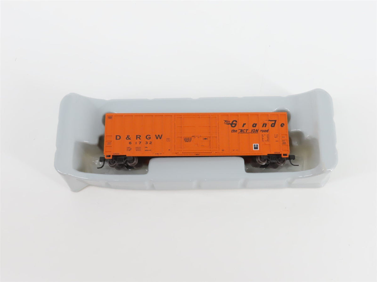 N Scale Athearn 11406 D&amp;RGW Rio Grande 50&#39; FMC Plug Door Box Car #61732