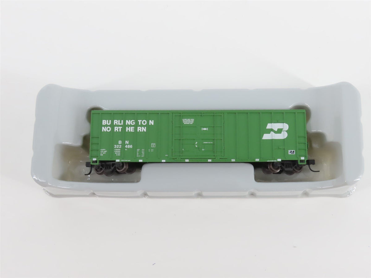 N Scale Athearn 11402 BN Burlington Northern 50&#39; FMC Plug Door Box Car #322486