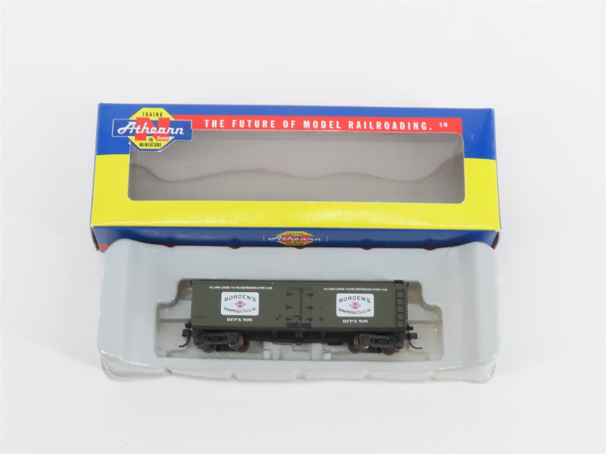 N Scale Athearn 11603 BFPX Borden&#39;s Dairy 40&#39; Wood Milk Car #505