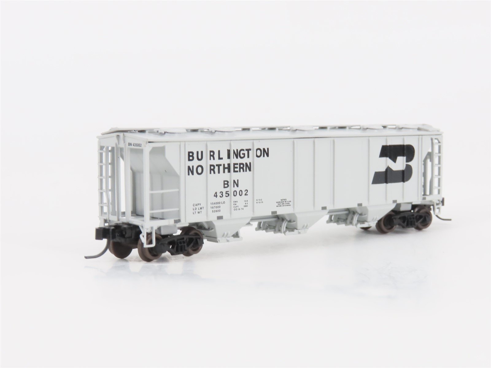 N Scale Athearn 11354 BN Burlington Northern 3-Bay Covered Hopper #435002