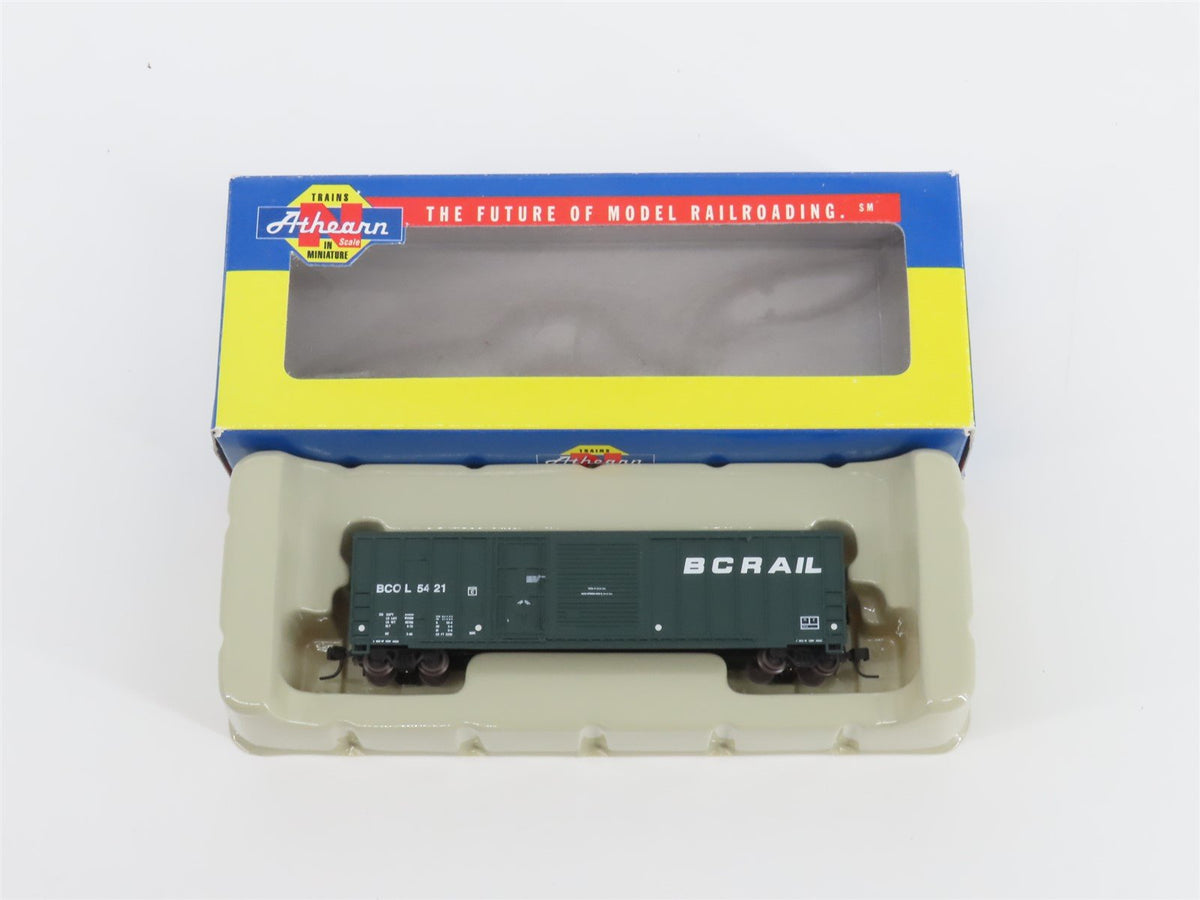 N Scale Athearn 11141 BCOL BC Rail 50&#39; Plug &amp; Sliding Door Box Car #5421