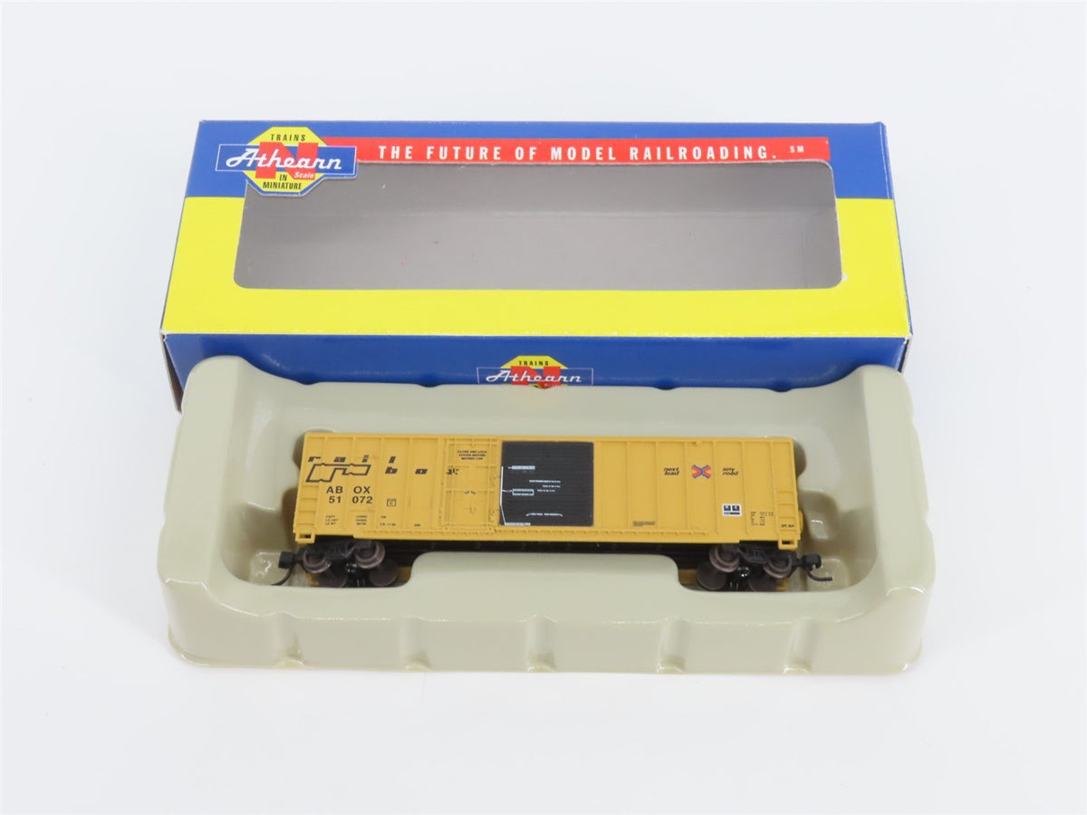 N Scale Athearn 11150 ABOX Railbox 50&#39; Plug &amp; Sliding Door Box Car #51072