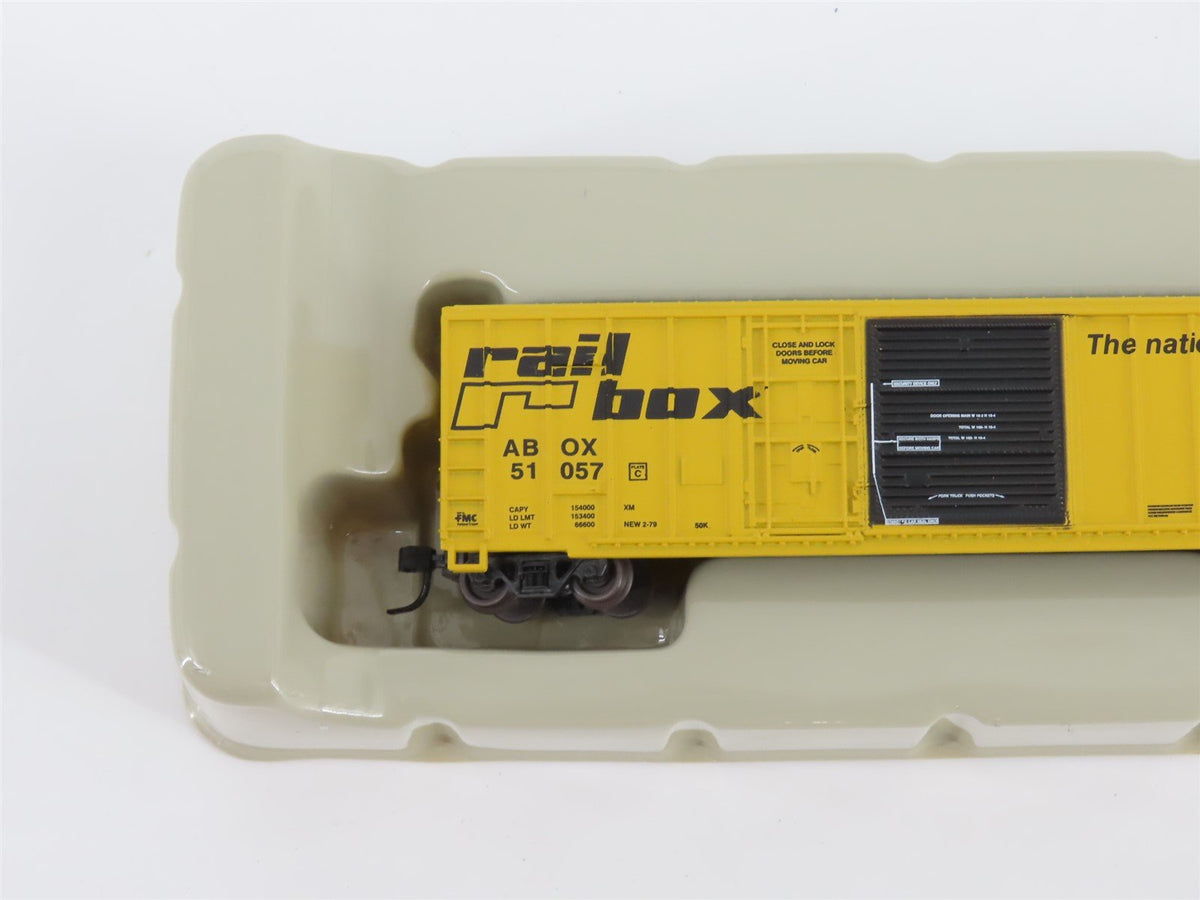 N Scale Athearn 11148 ABOX Railbox 50&#39; Plug &amp; Sliding Door Box Car #51057